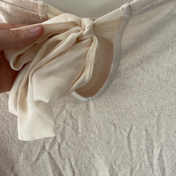LC Lauren Conrad Cream Metallic Light Tie-Back Sweater Top - Picture 3 of 8